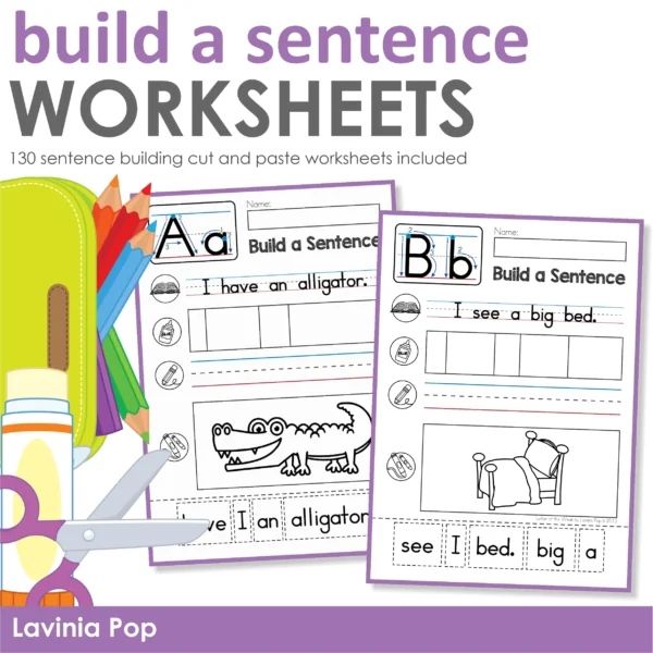 Build a Sentence Cut and Paste Worksheets | Sentence Structure