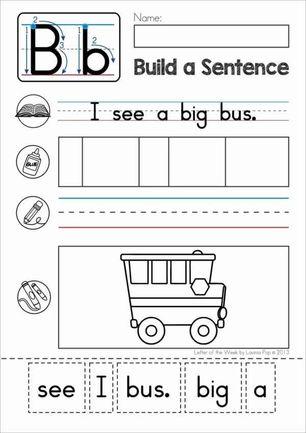 Build a Sentence Cut and Paste Worksheets | Sentence Structure