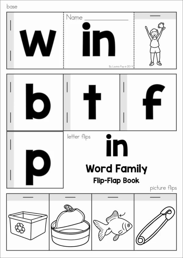 CVC word families flip flap booklets