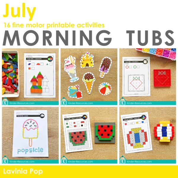 July / Summer / Beach Morning Tubs | 16 Fine Motor Printable Activities