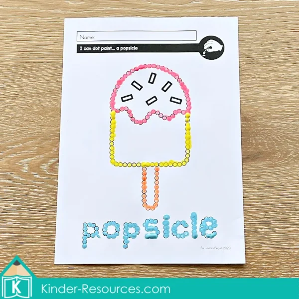 July Fine Motor Preschool Activities. Summer popsicle q-tip printable