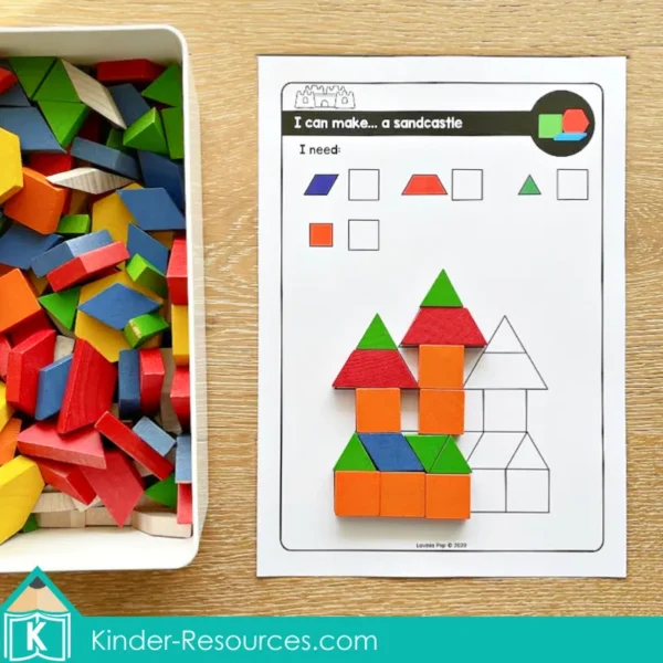 July Fine Motor Preschool Activities. Summer sand castle pattern blocks