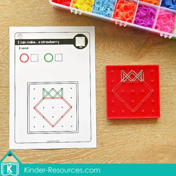 July Fine Motor Preschool Activities. Summer strawberry geoboard task card