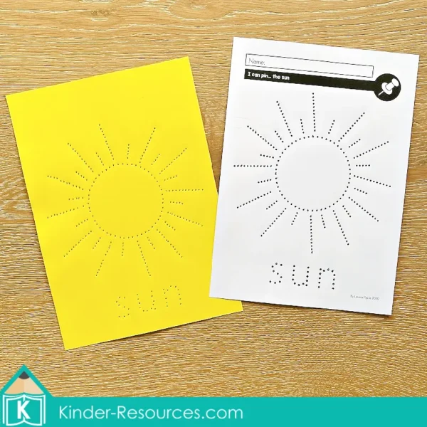 July Fine Motor Preschool Activities. Summer sun pokey pin fine motor printable