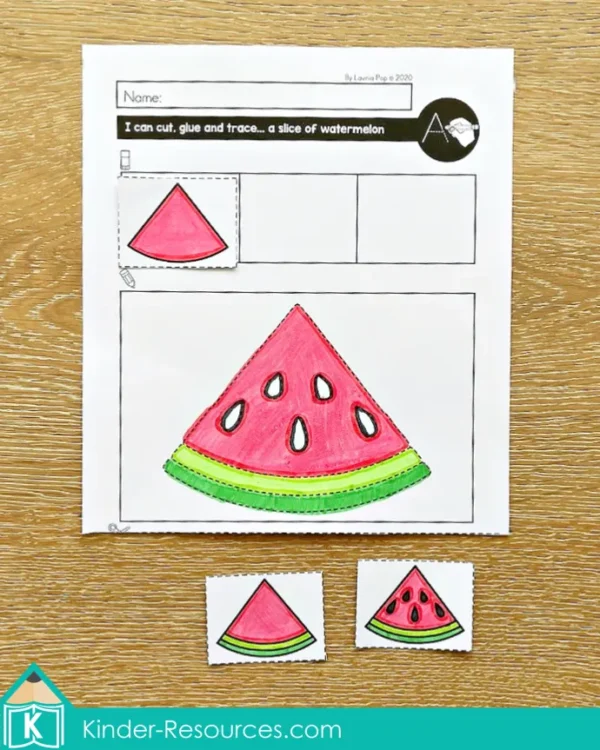 July Fine Motor Preschool Activities. Summer watermelon sequencing cut and paste