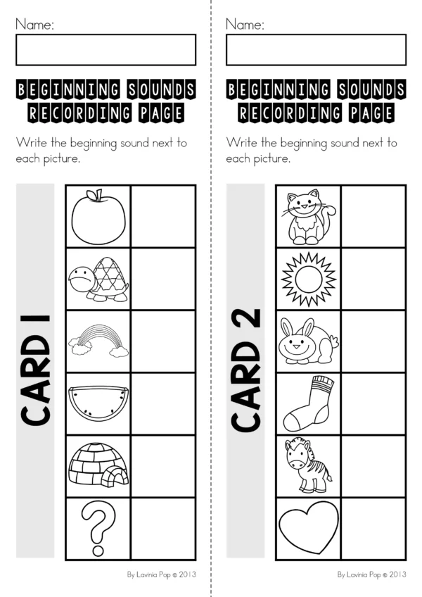 Beginning Sounds Match Activity with Recording Pages