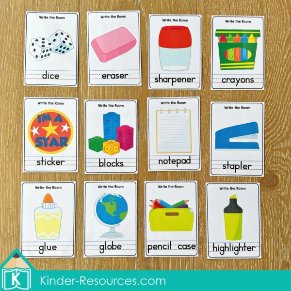 Back to School Write the Room Activity | Printable Vocabulary Cards with Recording Pages