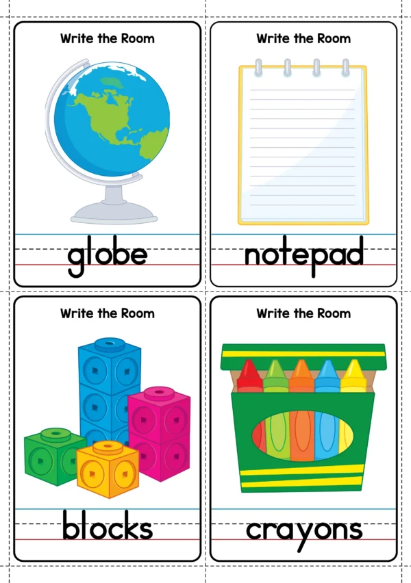 Back to School Write the Room Activity | Printable Vocabulary Cards with Recording Pages