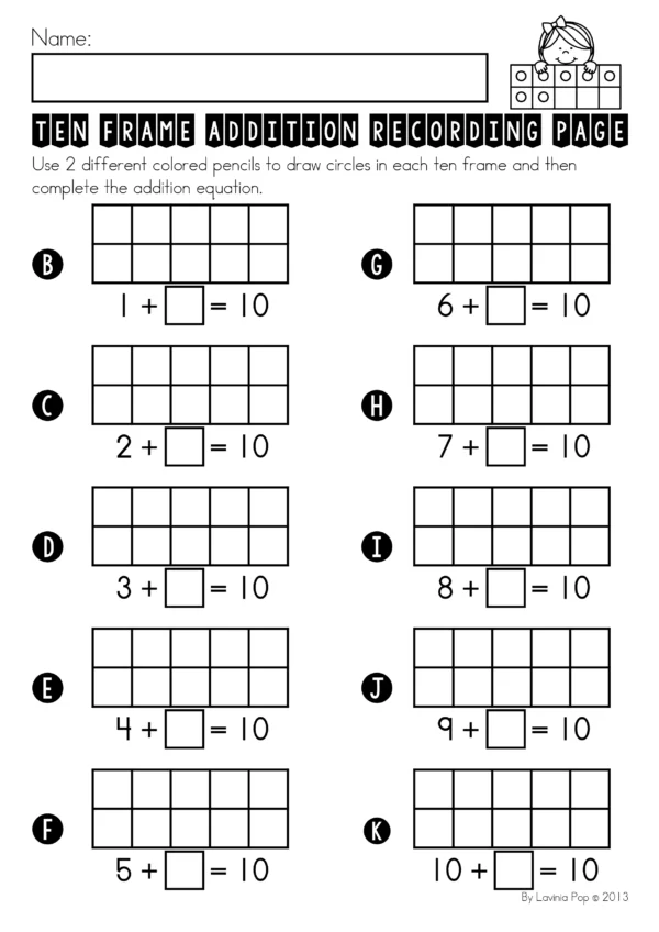 Making 10 on a Ten Frame | Addition Math Center Activity for Kindergarten