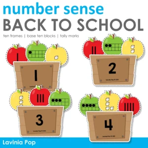 Apple Number Sense Math Center Activity | Ten Frames, Base Ten Blocks, Tally Marks