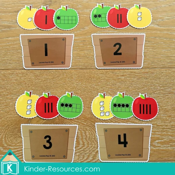 Apple Number Sense Math Center Activity | Ten Frames, Base Ten Blocks, Tally Marks