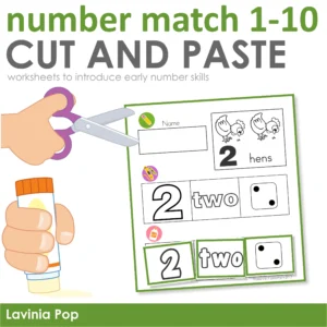 Number Match 1-10 Cut and Paste Worksheets| Number Recognition Activity