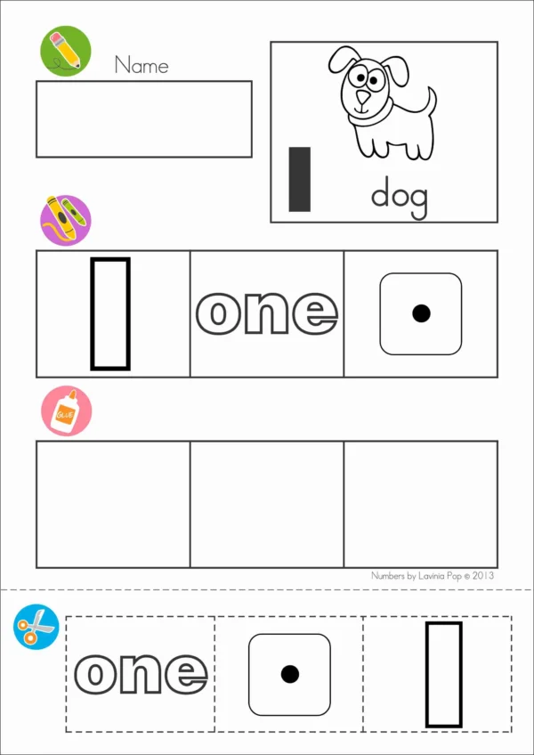 Number Match 1-10 Cut and Paste Worksheets| Number Recognition Activity