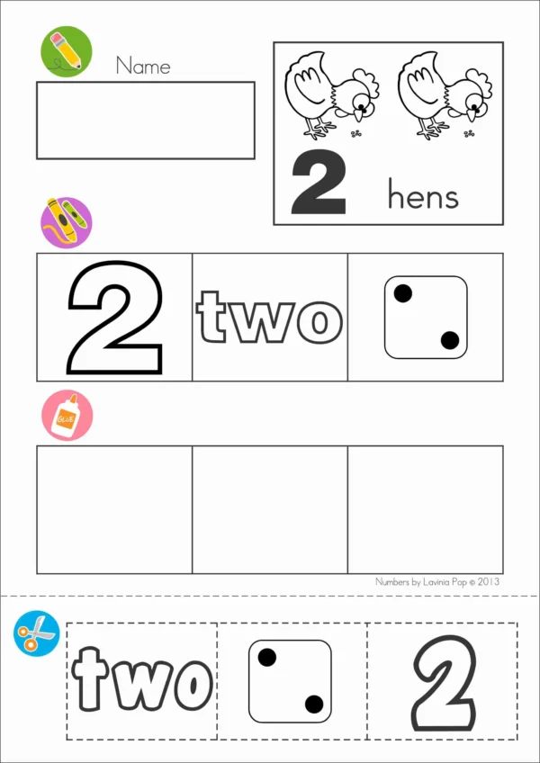 Number Match 1-10 Cut and Paste Worksheets| Number Recognition Activity