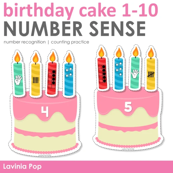 Birthday Cake and Candles Number Sense Activity | Number Recognition and Counting for Preschool and Kindergarten