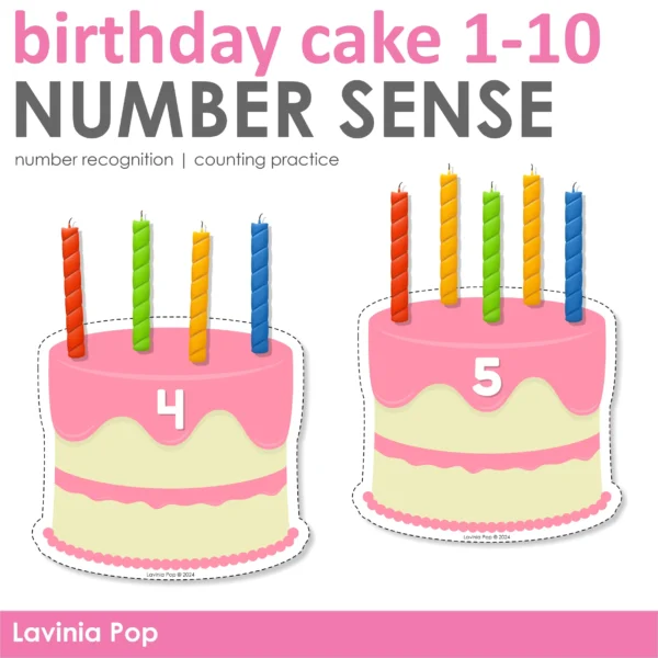 Birthday Cake and Candles Number Sense Activity | Number Recognition and Counting for Preschool and Kindergarten