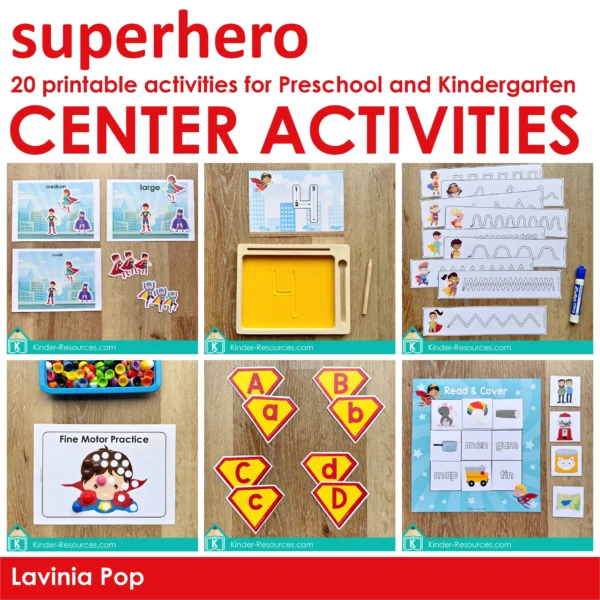 Superhero Center Activities for Preschool | 20 printable activities