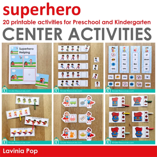 Superhero Center Activities for Preschool | 20 printable activities