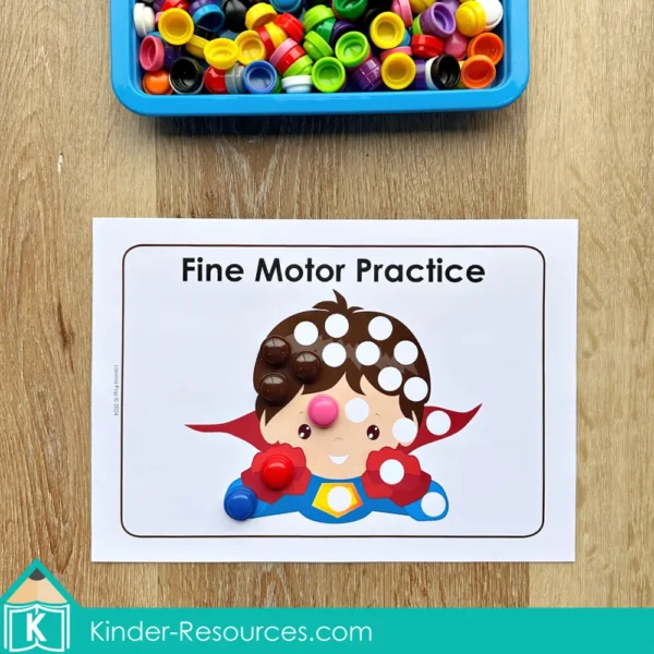 Superhero Preschool Center Activities. Fine motor printable activity