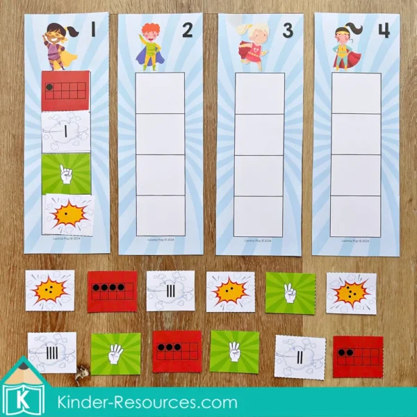 Superhero Preschool Center Activities. Number sense sorting activity