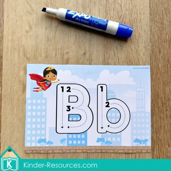 Superhero Preschool Center Activities. Tracing Upper and Lower Case Letters