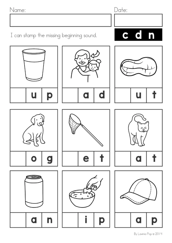 CVC Stamp It! Word Work Center | Missing Beginning, Middle and Ending Sounds