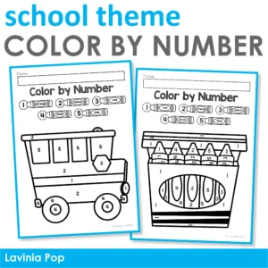 Color by Number Back to School Theme