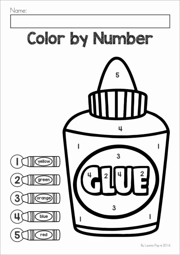 Color by Number Back to School Theme