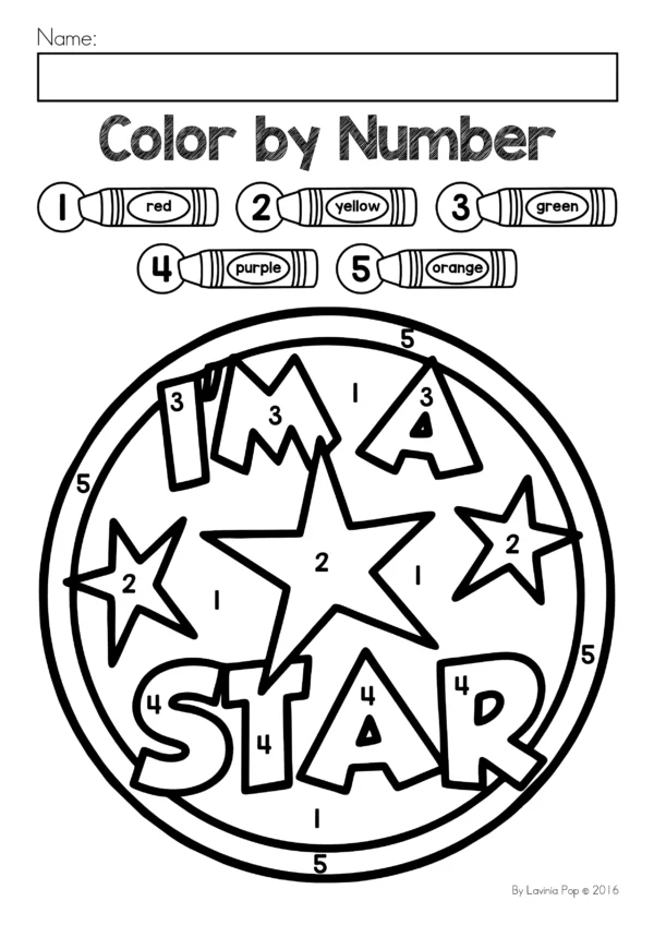 Color by Number Back to School Theme