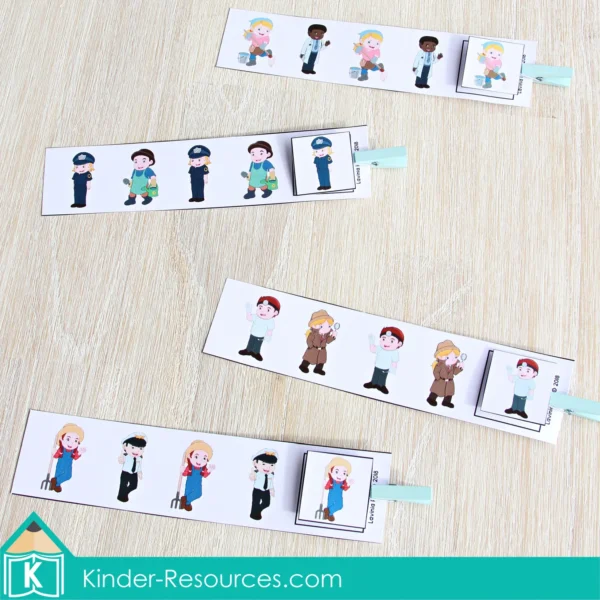 Community Helpers Printable Center Activities for Preschool. AB Pattern Cards