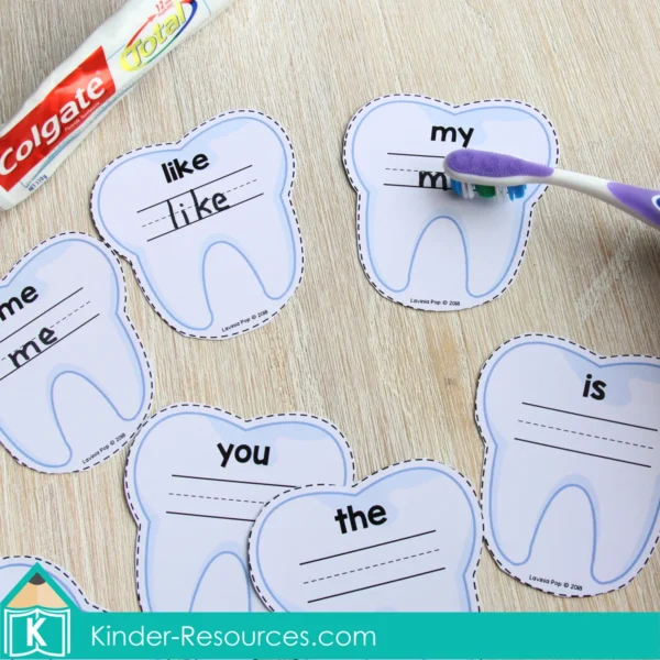 Community Helpers Printable Center Activities for Preschool. Bruch Teeth Sight Words