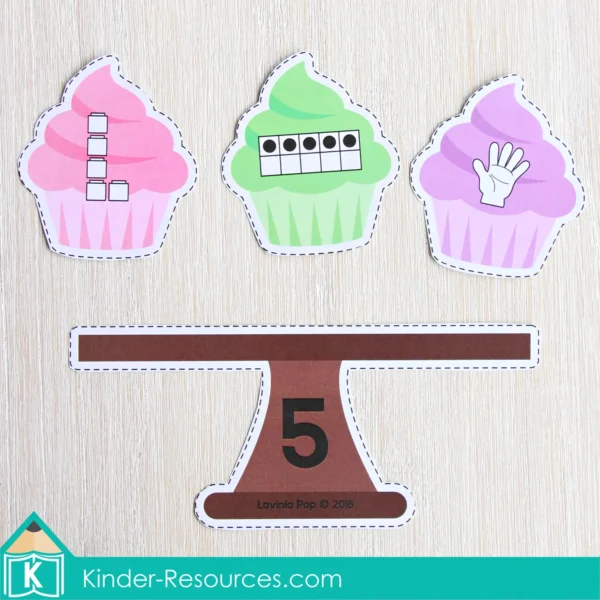 Community Helpers Printable Center Activities for Preschool. Cupcake Number Sense