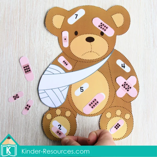 Community Helpers Printable Center Activities for Preschool. Sick Teddy Counting 1-10