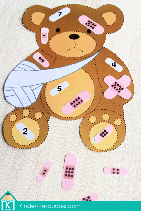 Community Helpers Printable Center Activities for Preschool. Sick Teddy Counting 1-10