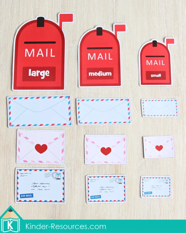 Community Helpers Printable Center Activities for Preschool. Sorting Letters By Size