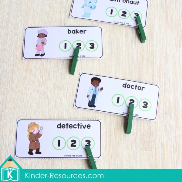 Community Helpers Printable Center Activities for Preschool. Syllables