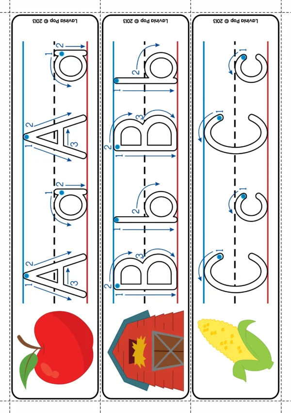 Alphabet Tracing Cards with Directional Arrows Autumn Theme