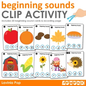 Clip the Beginning Sounds Printable Activity | Autumn / Fall Theme