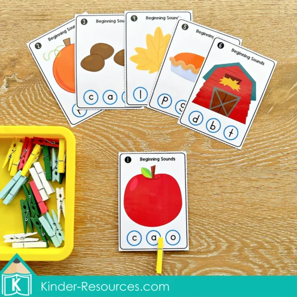 Clip the Beginning Sounds Printable Activity | Autumn / Fall Theme