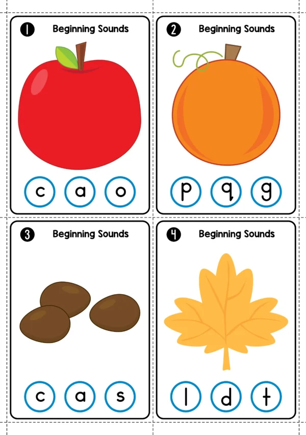 Clip the Beginning Sounds Printable Activity | Autumn / Fall Theme