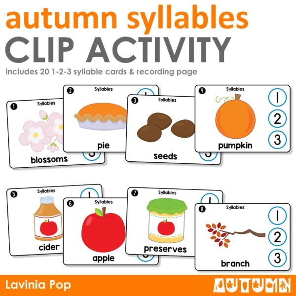 Autumn | Fall Syllables Printable Activity Cards