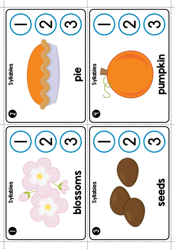 Autumn | Fall Syllables Printable Activity Cards