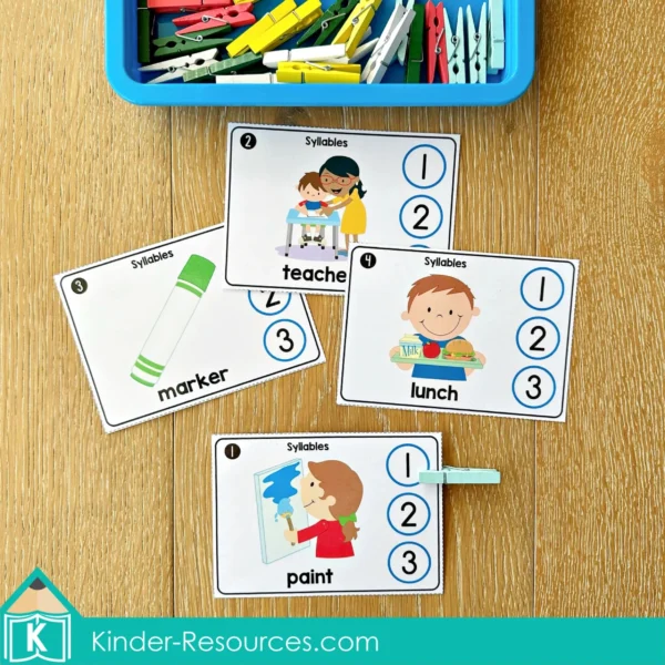 Syllables Clip It! Activity | School Theme