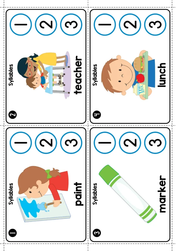 Syllables Clip It! Activity | School Theme