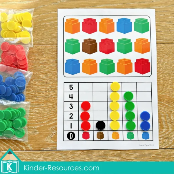 School Count and Graph Math Center Activity for Kindergarten