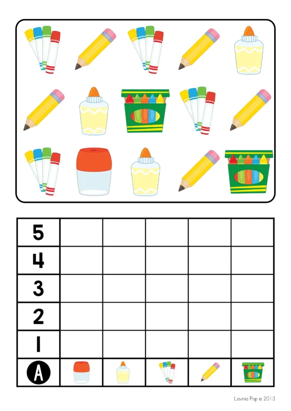 School Count and Graph Math Center Activity for Kindergarten