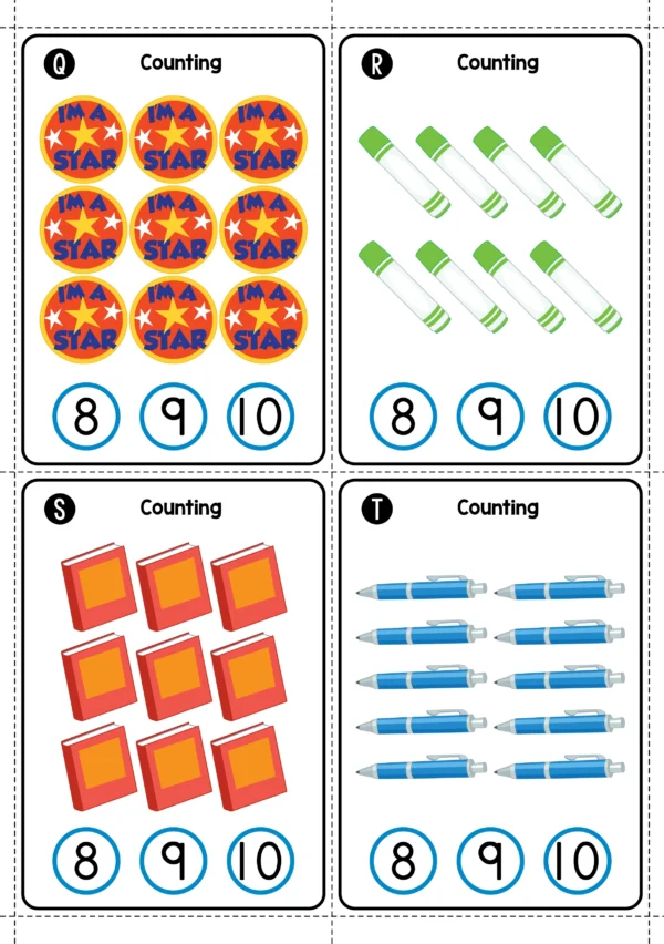 Counting Cards for Kindergarten | School Theme Numbers 1-10