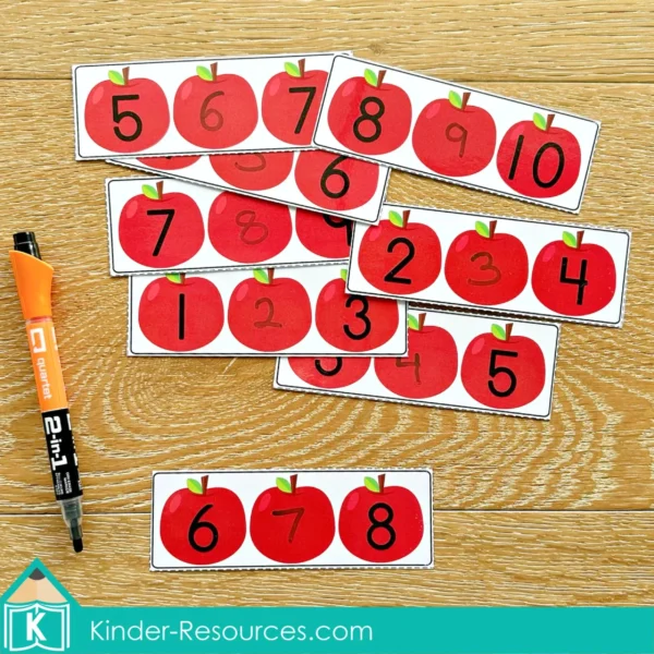 Missing Numbers 1-20 | Apple Theme Math Center Activity for Kindergarten