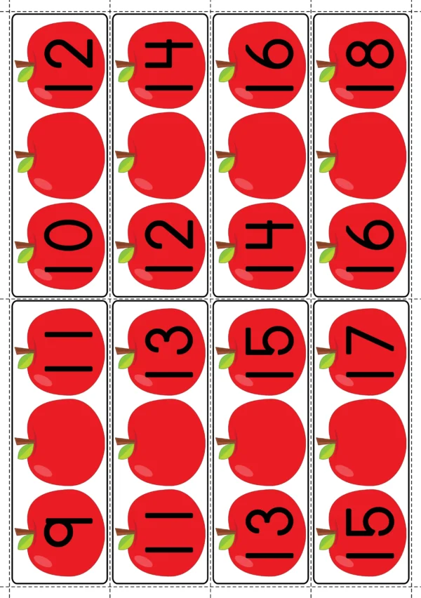 Missing Numbers 1-20 | Apple Theme Math Center Activity for Kindergarten