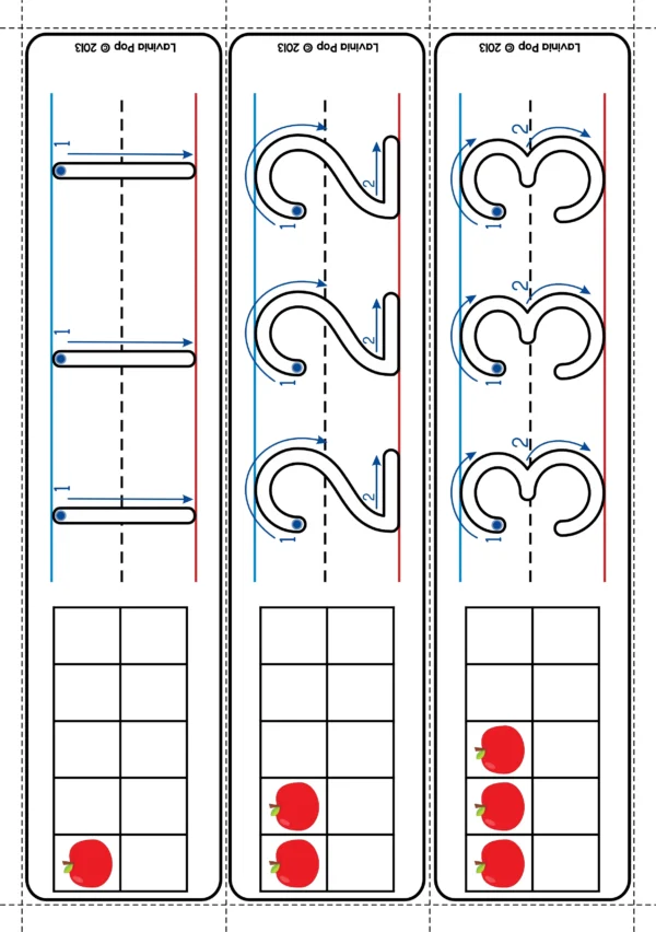 Number Tracing Cards 1-20 with Apple Ten Frames